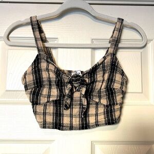 Hollister Black and Tan Plaid Bra Top Size Small